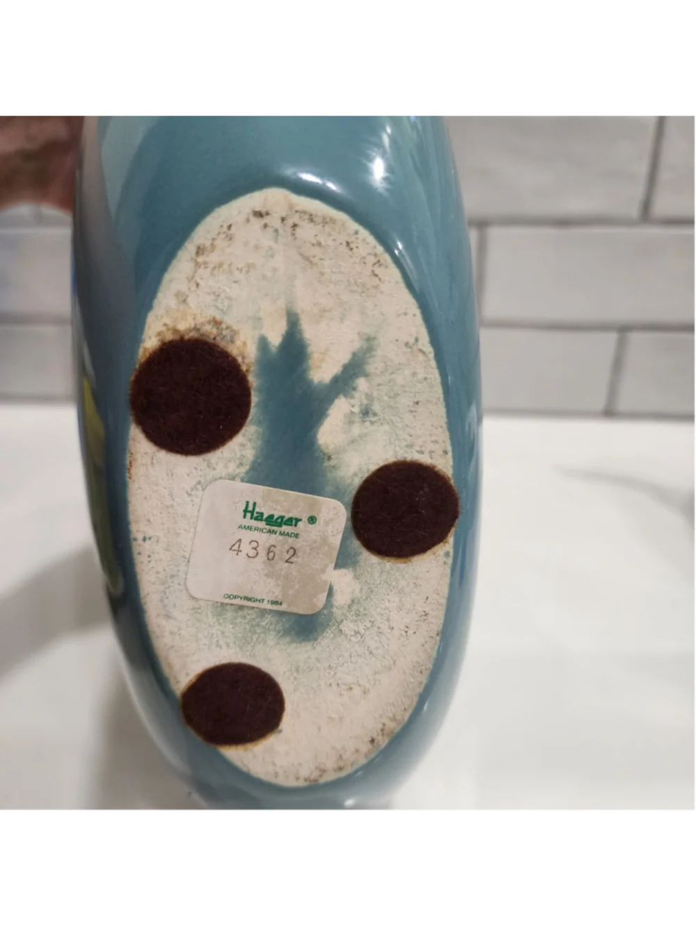 Royal Haeger 4362 Turquoise Sculptural Art Pottery Vase 1984 Swirl USA 8.5